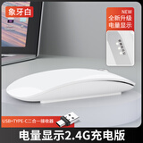 依选 M18无线鼠标三模蓝牙超薄鼠标可充电静音便携办公游戏适用于惠普华为华硕iPad台式笔记本电脑 象牙白-USB+Typec二合一接收器版【无蓝牙】