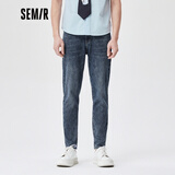 森马森马牛仔裤男夏季新款可拆卸皮带舒适小脚长裤个性ins潮裤子 牛仔深蓝0840（颜色不同材质不同） 29