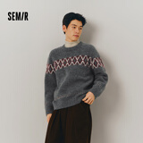 森马毛衫男冬季费尔岛提花民族风针织衫复古情侣毛衣109724107206