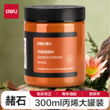 得力(deli)赭石丙烯颜料300ml大容量 墙绘手绘DIY画画 DIY丙烯画大桶装大瓶 美术绘画彩绘工具73875 高考毕业礼物扇子涂鸦