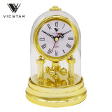 VICSTAR 欧美式古典家用办公室金色摆件转运珠时钟旋转台钟复古装饰座钟 D-1招财金(小号）
