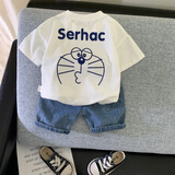 圆圆米米男童套装1-3岁4儿童运动夏季衣服婴儿小童男宝宝春秋季男孩两件套 白色 90