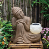 匠心坊 中式庭院花园布置菩提太阳能户外灯别墅禅意景观造景庭院灯 0068太阳能庭院灯-菩提（泥色，高63厘米）