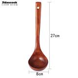 Jidaocook锅铲木质 木头铲子炒菜不粘锅 原木长柄汤勺饭勺木勺套装 28厘米汤勺