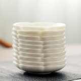 兮元记 羊脂玉白瓷花瓣杯垫品茗杯防烫隔热杯托茶垫陶瓷茶具茶道配件