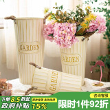 漫生活 铁艺干花桶高25cm家用花桶花店干花容器假花装饰插花花泥铁桶铁皮桶仿真花花瓶花盆(不含植物)