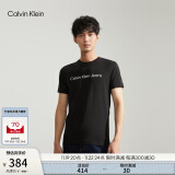 Calvin Klein Jeans夏季男女情侣中性年轻ck多色印花透气修身短袖T恤J320931 BEH-太空黑 S （推荐120-130斤）