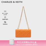 CHARLES&KEITH质感菱格链条小方钱包女包包女包520情人节礼物女CK6-10680924 Orange橙色 XS