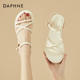 DAPHNE达芙妮凉鞋女夏季外穿时尚平跟百搭仙女风孕妇新款软底气质罗马鞋 米白 跟高2.5cm 39 (245mm)