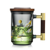 美斯尼美斯尼 茶杯玻璃泡茶杯带过滤办公杯 茶水分离杯墨色玻璃泡茶器 梵音杯 墨色