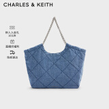 CHARLES&KEITH大容量柔软菱格包面链条单肩华夫包托特包包女包女士CK2-30151287 Light Blue浅蓝色 XL