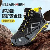 朗盟劳保鞋男钢包头防静电安全鞋透气防穿刺工作鞋 黑灰(高帮） 40