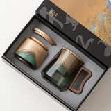 阿狸的爱玻璃茶杯茶水分离伴手礼商务礼品父亲节生日礼物男士实用爸爸老师 茶杯个人专用泡茶杯[带罐礼盒装] 办公室水杯茶具三件套退休纪念品