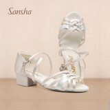 三沙（Sansha）儿童专业拉丁舞鞋女童软底低跟跳舞鞋舞蹈鞋初学者白色 白色 32 