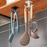 家の物语（KATEI STORY）日本免打孔多功能吸顶挂钩收纳器旋转挂钩6角厨房用品收纳神器 六角吸顶挂钩（黑色）