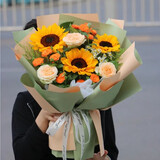 花与千寻鲜花速递向日葵混搭花束生日礼物全国同城配送 向日葵花束爆款 同城配送    支持预约日期送达