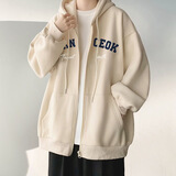 策息卫衣男秋冬季加绒保暖可选夹克外套美式运动连帽开衫上衣青少年 卡其 XL -建议110-140斤左右