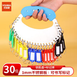 优必利 钥匙盘30位加厚舒适手提金属钥匙板标签分类管理钥匙扣 酒店宾馆房东大钥匙串