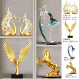 泰锦瑞高档轻奢酒柜摆件现代简约客厅办公室玄关柜电视柜装饰品乔迁礼品 【马到成功】大平层装饰4件套