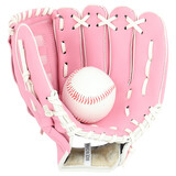 蒙拓嘉 棒球手套垒球投球儿童青少年成人装备体育课内野投手捕手手套 S码 粉色带1个软式棒球