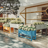 森利乐户外长方形防腐木花箱阳台实木种植木花槽庭院栅栏花盆木质种菜盆 碳化色 长66宽30高86厘米