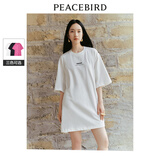 太平鸟女装高级感T恤裙2024夏设计感抽绳连衣裙潮流宽松短裙 白色 M