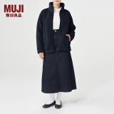 无印良品 MUJI 男女通用 羊羔绒 拉链夹克 毛绒加绒厚外套 秋冬季 深藏青色 XXXXS-XXXS