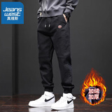真维斯（Jeanswest）休闲裤男款2025秋冬季新款工装裤男士宽松束脚加绒运动长裤子男裤 666黑色(加绒） XL 码