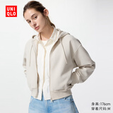 优衣库女装快干休闲拉链连帽外套长袖运动卫衣开衫479603 30 浅米色 2XL /165/100B
