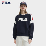 FILA斐乐时尚休闲宽松卫衣26秋季新款女款短款百搭拼色复古舒适 英雄蓝-NV S