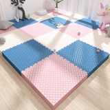 布迪思加厚拼接泡沫垫子铺地垫儿童爬行积木爬爬垫婴儿防摔减震隔音家用 米色+粉色+蓝【母婴级 送边条】 60*60*2.5cm特厚（10片）