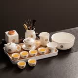 瓷牌茗茶具（cipaiming teaset）羊脂玉功夫茶具套装家用泡茶壶高端送礼德化白瓷喝茶盖碗茶杯整套 《金福》盖碗西施壶罐道洗盘 11件