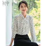 初申春秋长袖衬衫女波点系带设计感小众通勤气质衬衣上衣S143C2015
