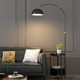 光的钓鱼灯客厅落地灯卧室床头柜置物架一体灯沙发旁高级感氛围灯轻奢 黑色+抽屉 三色变光