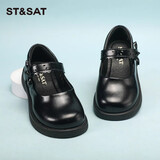 星期六童鞋春款女童软底演出鞋黑色小皮鞋时尚公主鞋英伦风 黑色 30