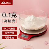 香山厨房秤电子秤食物品秤烘焙克称蛋糕厨房小秤高精度不锈钢 EK813 0.1克/5kg(红色)