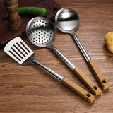 楚歌质优品不锈钢锅铲煎铲汤勺漏勺饭勺烹调工具家用厨具厨房用品炒菜铲炒勺 加厚3件套【煎铲+汤勺+漏勺】