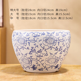 古典北欧风花盆陶瓷大号室内外落地多肉绿植盆栽特大口径特价清仓 青花瓷白 中号【配送塑料托盘+网垫】
