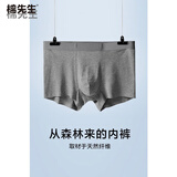 棉先生60s莫代尔内裤男负离子抗菌裆透气无痕平角内裤3D无痕剪裁 麻灰 XL