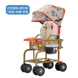 恩曜藤椅婴儿推车可坐可躺仿藤车宝宝夏天夏季超轻便竹藤婴儿童小推车 升级粉+音乐【可坐躺可站立】