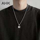 AHK26字母钛钢项链男女士百搭潮流情侣吊坠情人节生日礼物送男女朋友 潮流满钻项链 【M】+品牌礼盒