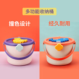 小帮手可爱玩具收纳桶儿童卡通手提宝宝幼儿积木整理小箱子零食盒筐神器 活力橙大号(不含积木）