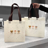 靓做可爱女装服装店无纺布袋包装袋购物袋卡通童装衣服礼品手提袋子 三只小熊大号 34*17*27cm 5个装