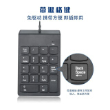 品怡无线数字键盘小键盘笔记本台式电脑外接2.4GUSB接收器迷你便携 sc K3黑色有线款