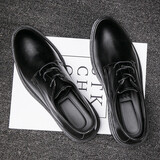 昌祥回力正装皮鞋男士纯黑色商务英伦春秋夏夏季布洛克增高休闲透气鞋子