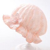 贝娜茜婴儿帽子春秋薄款女宝宝婴儿3-12个月公主蕾丝遮阳渔夫帽可爱超萌盆帽 PM195-浅橘 3-12个月（40-47CM）