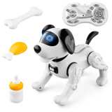 JJR/C儿童玩具智能遥控机器狗电动机器人可旋转翻滚网红男孩六一儿童节 白色酷奇汪汪（翻滚倒立）双电版
