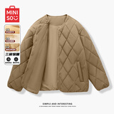 名创优品（MINISO）棉衣男款2026新款冬季菱格外套情侣防寒服轻薄保暖内胆百搭棉服男 【无领棉服】浅咖(纯色) L 175(体重120-140斤)