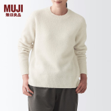 无印良品 MUJI 女式 含牦牛绒骆驼绒圆领毛衣 长袖针织衫秋 冬季 浅银灰色 XS-S 155/80A