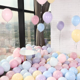 新新精艺 马卡龙气球加厚100个 装饰布置生日派对结婚表白店铺开业拱门充气气球含打气筒点胶彩带